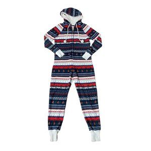 Abercrombie & Fitch Christmas One Piece Fair Isle Hooded Jumpsuit